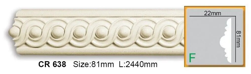 Молдинг с полиуретановым орнаментом Gaudi Decor (CR 638), ELITE DECOR - Зображення CR_638.jpg