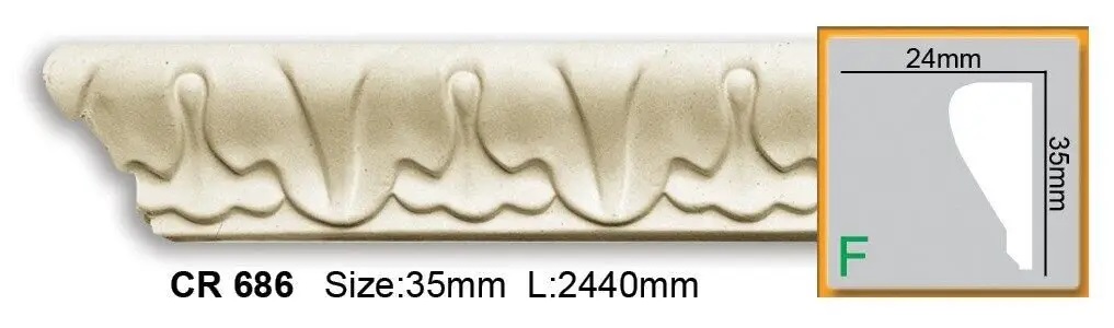 Молдинг с полиуретановым орнаментом Gaudi Decor (CR 686 Flexi), ELITE DECOR - Зображення CR_686_Flexi.jpg