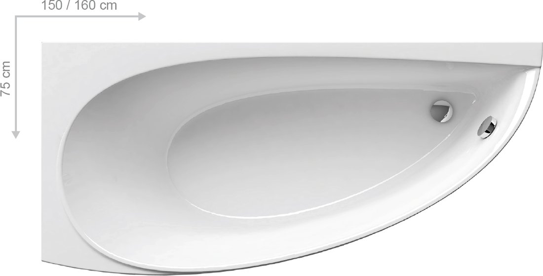 Ванна асиметрична ліва AVOCADO 150x75 L, RAVAK - Зображення