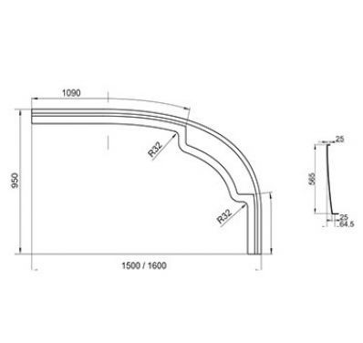 Панель до ванни права A Rosa 95 R 160, RAVAK - Зображення CZ56100A00-2.jpg