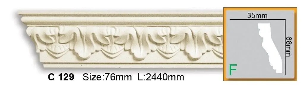 Карниз полиуретановый Gaudi Decor (C 129), ELITE DECOR - Зображення