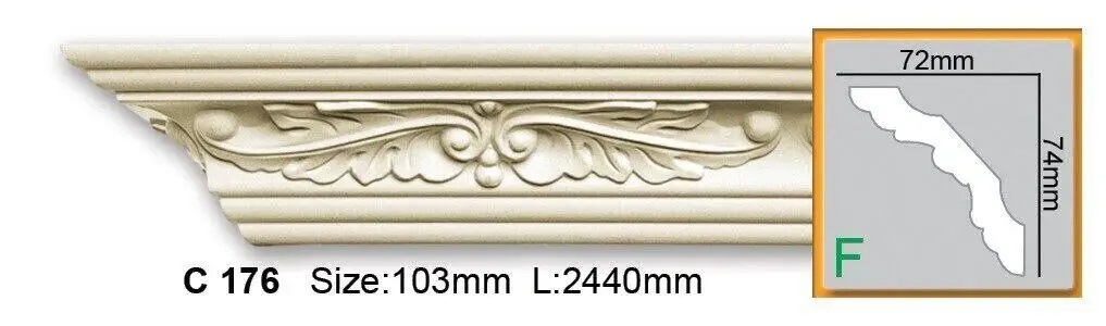 Карниз полиуретановый Gaudi Decor (C 176), ELITE DECOR - Зображення C_176.jpg