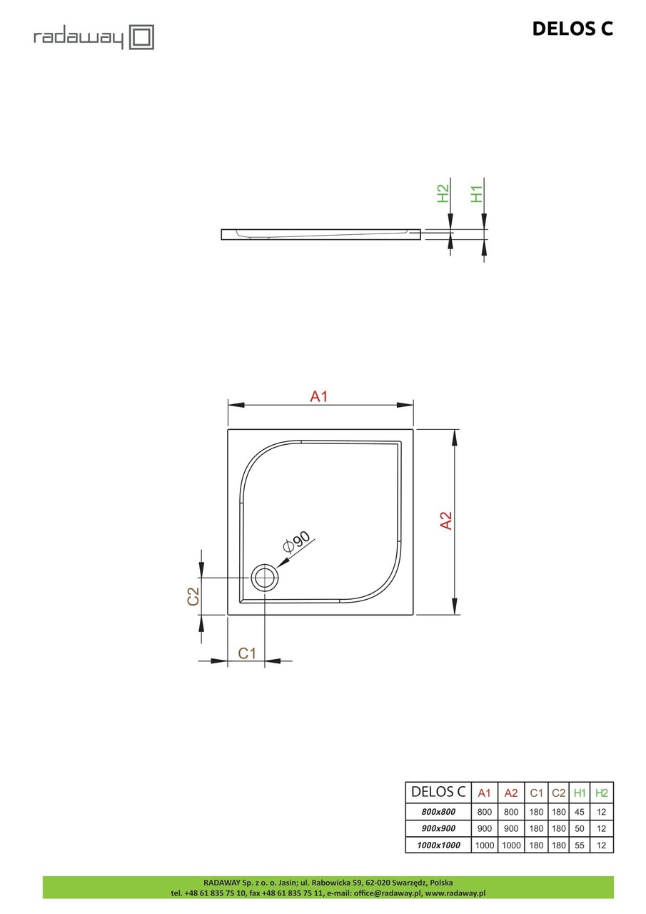 Душовий піддон Delos C 90x90 см, RADAWAY - Зображення Delos-C-.jpg