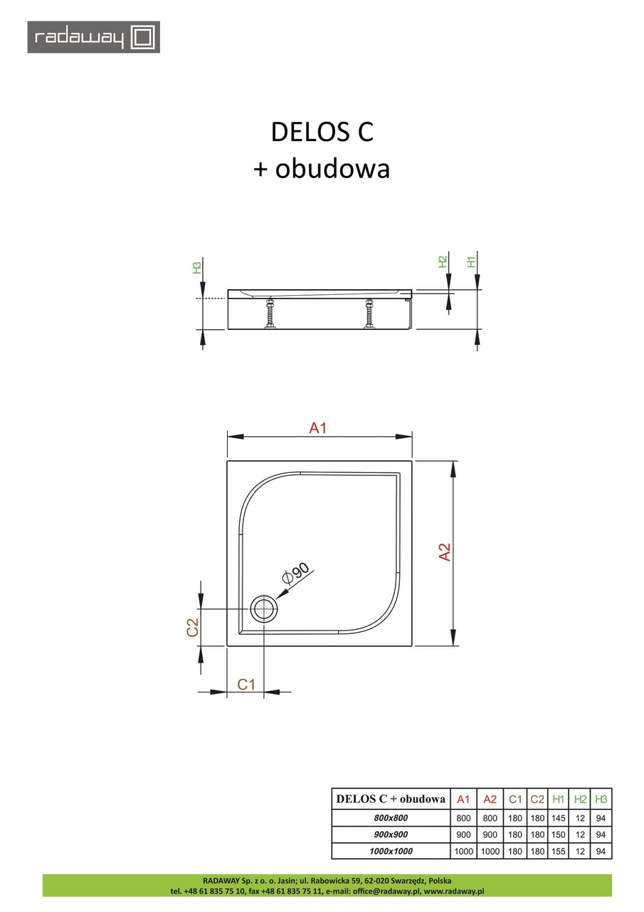 Душовий піддон зі з'ємною панеллю Delos C 90x90 см, RADAWAY - Зображення Delos-C-obudowa.jpg