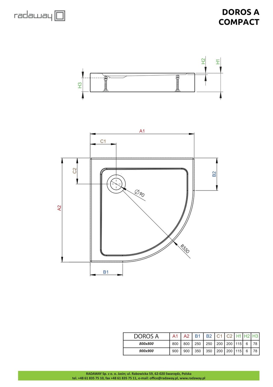 Душовий піддон Doros A Compact 90x90 см, RADAWAY - Зображення Doros-A-Compact--.jpg