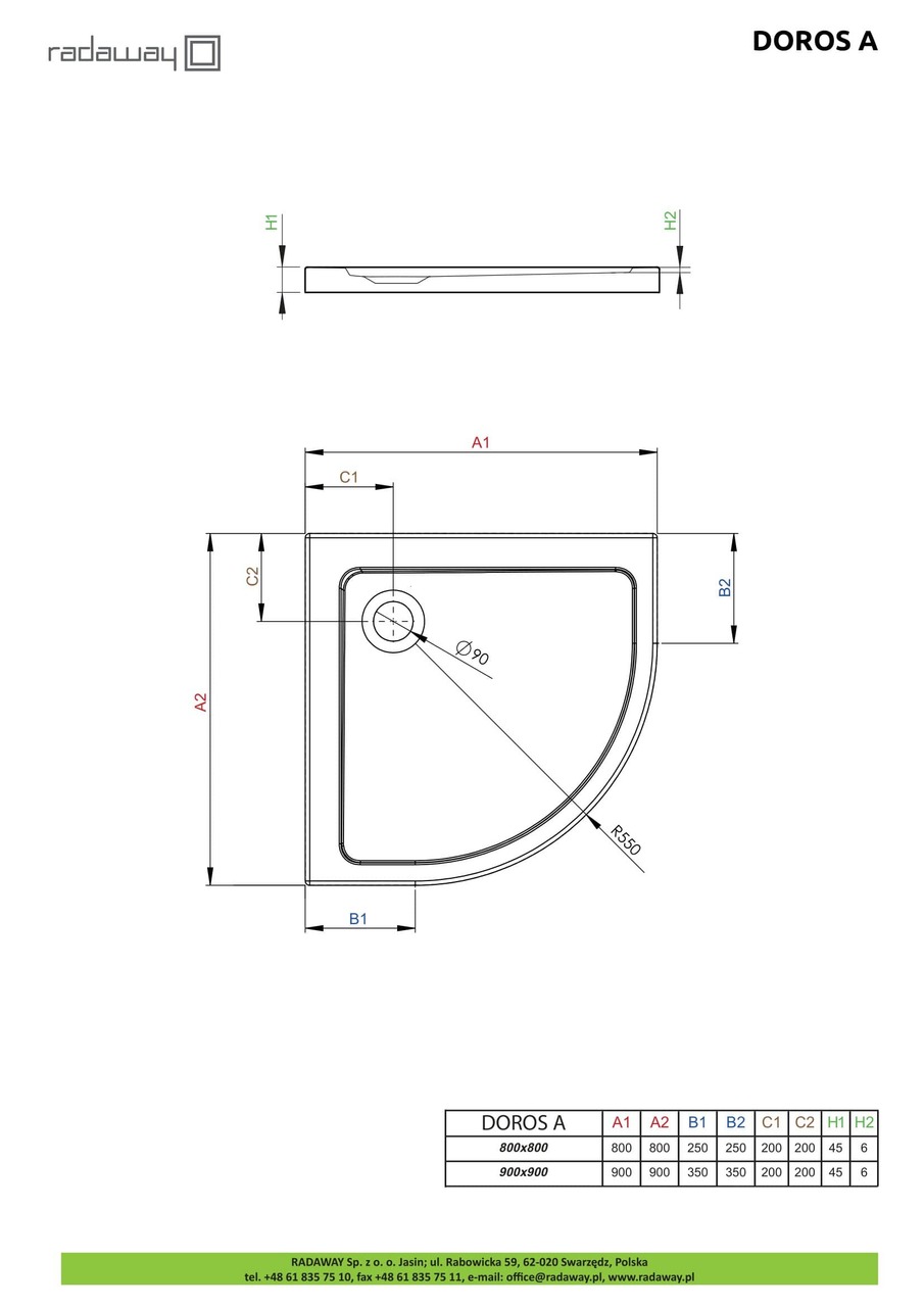 Душовий піддон Doros A 80x80 см, RADAWAY - Зображення Doros-A.jpg