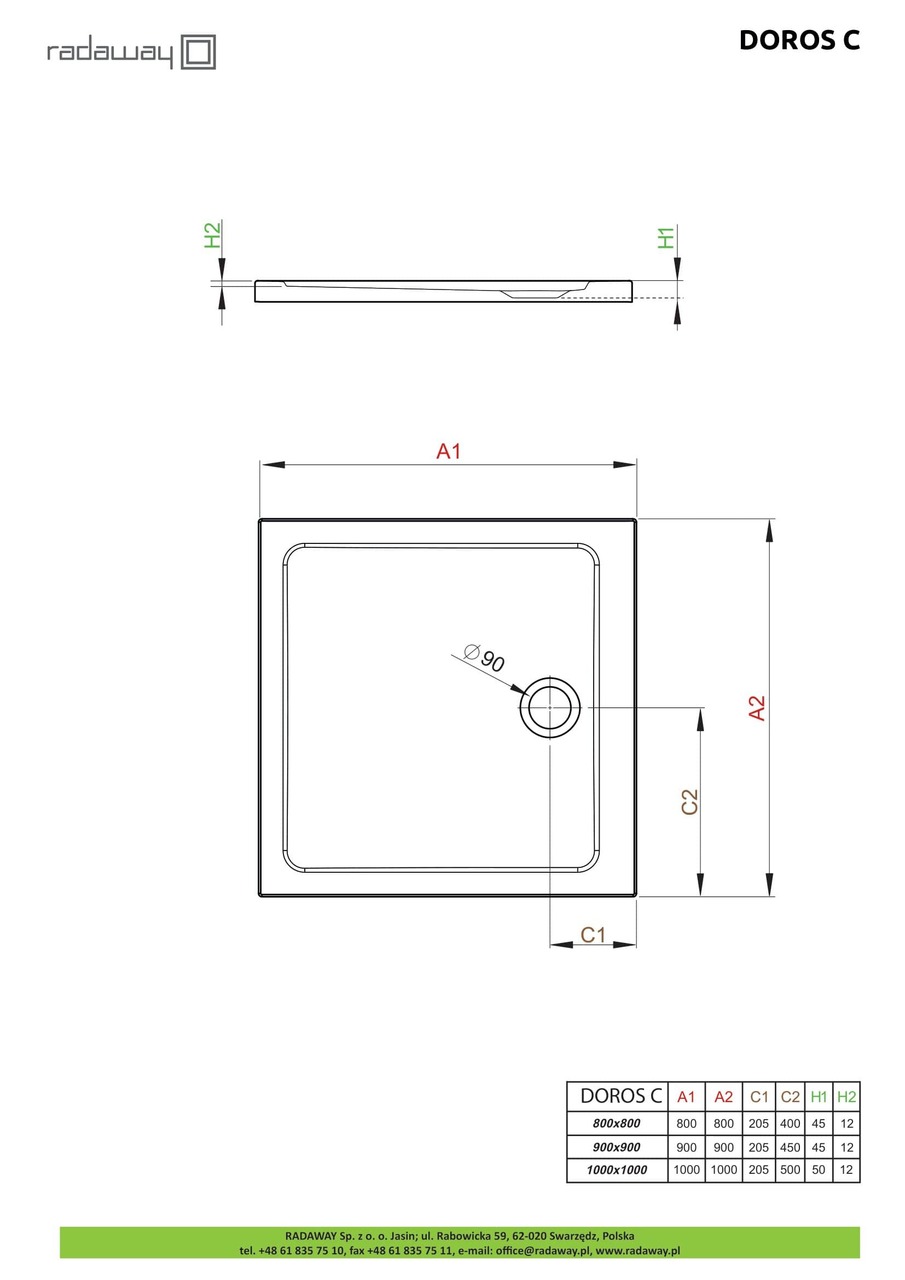 Душовий піддон Doros C 90x90 см, RADAWAY - Зображення Doros-C--.jpg
