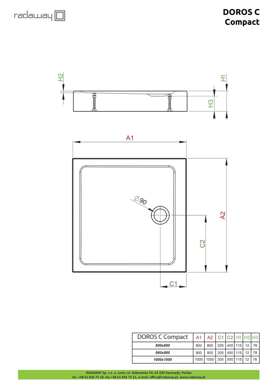 Душовий піддон Doros C Compact 90x90 см, RADAWAY - Зображення Doros-C-Compact-.jpg