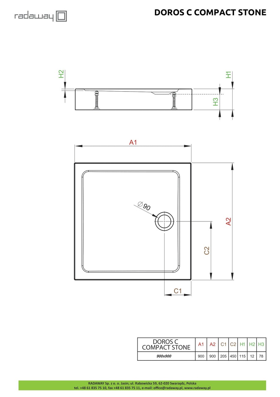Душовий піддон Doros C Compact Stone Anthracite 90x90 см, RADAWAY - Зображення Doros-C-Compact-Stone-.jpg