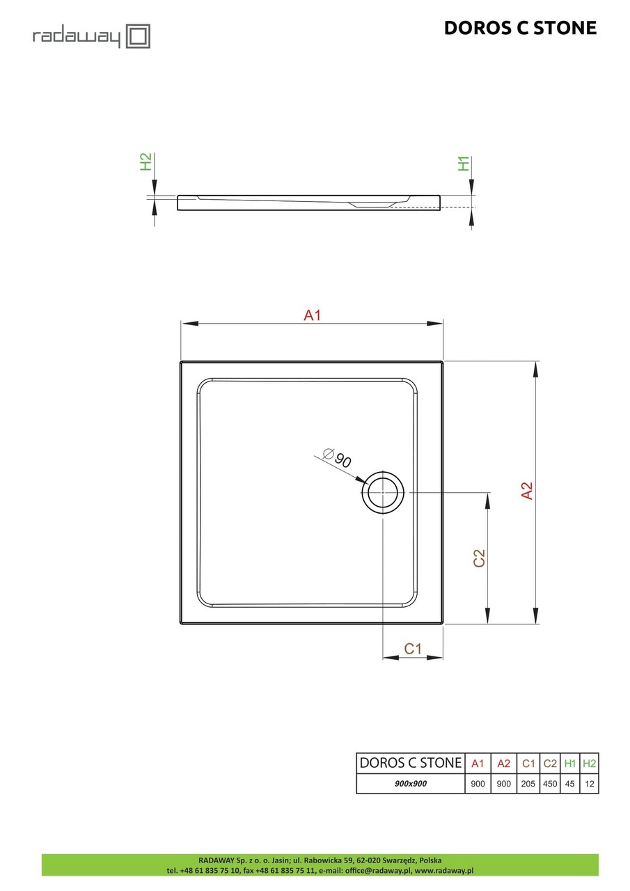 Душовий піддон Doros C Stone Anthracite 80x80 см, RADAWAY - Зображення Doros-C-Stone.jpg