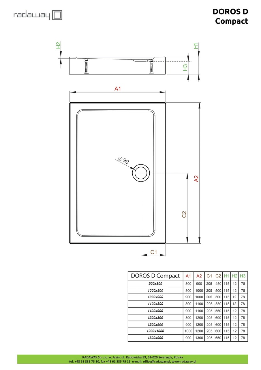 Душовий піддон Doros D Compact 120x100 см, RADAWAY - Зображення Doros-D-Compact-.jpg