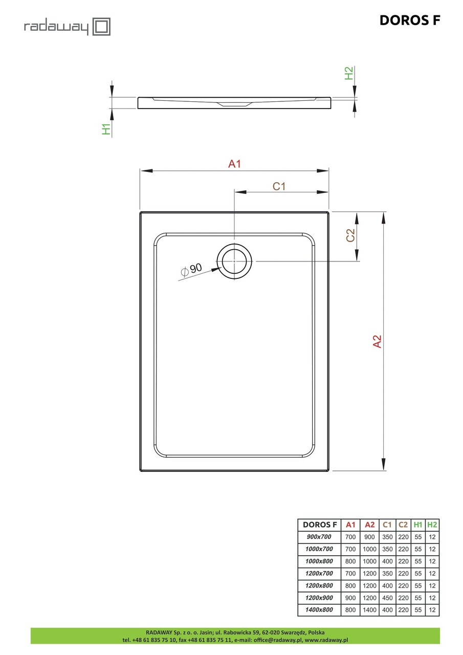 Душовий піддон Doros F 120x90 см, RADAWAY - Зображення Doros-F--.jpg