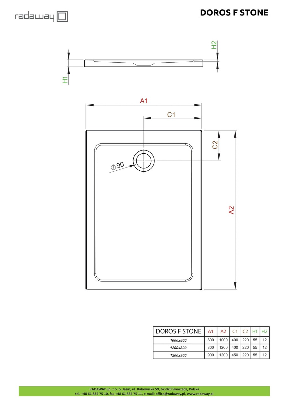 Душевой поддон Doros F Stone White 120x90 см, RADAWAY - Зображення Doros-F-Stone.jpg
