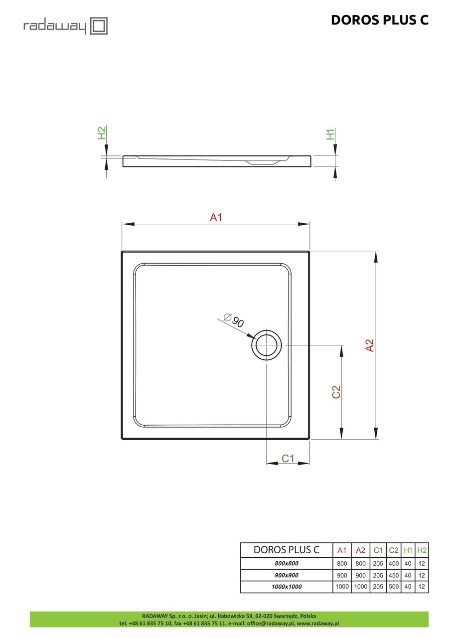 Душовий піддон Doros Plus C 80x80 см, RADAWAY - Зображення Doros-Plus-C.jpg