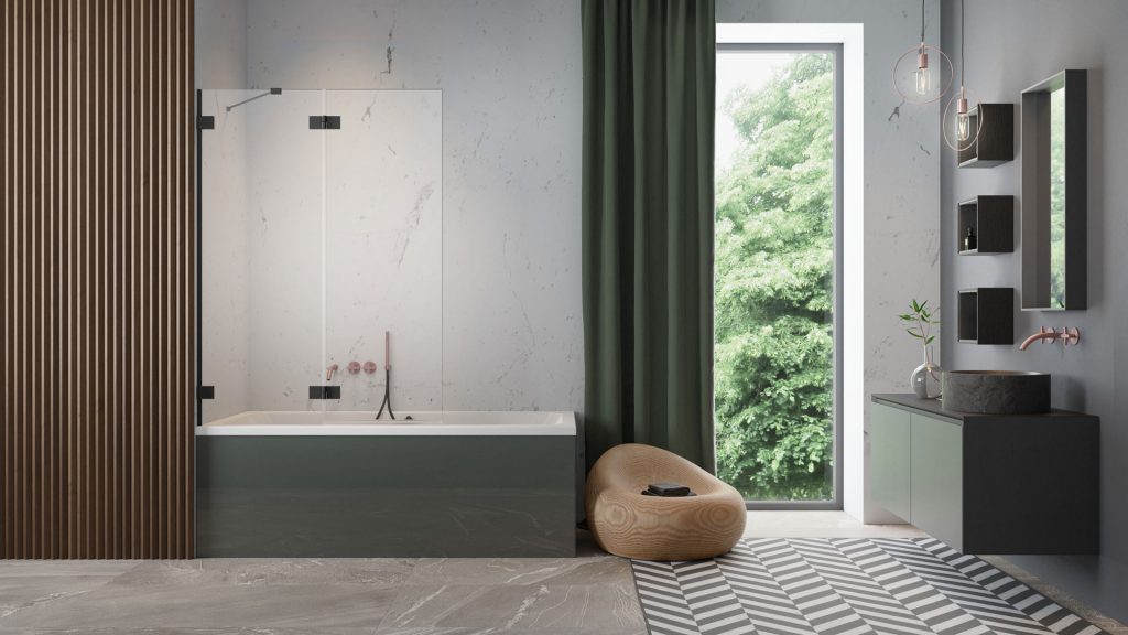 Шторка для ванни Essenza Pro Black PND II 110 ліва, RADAWAY - Зображення Essenza-Pro-Black-PND-II.jpg