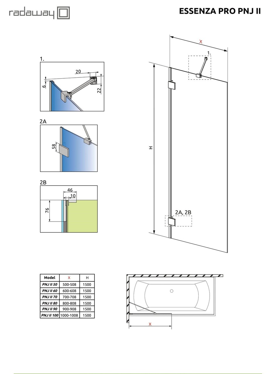 Шторка для ванни Essenza Pro PNJ II 60, RADAWAY - Зображення Essenza-Pro-PNJ-IIx.jpg