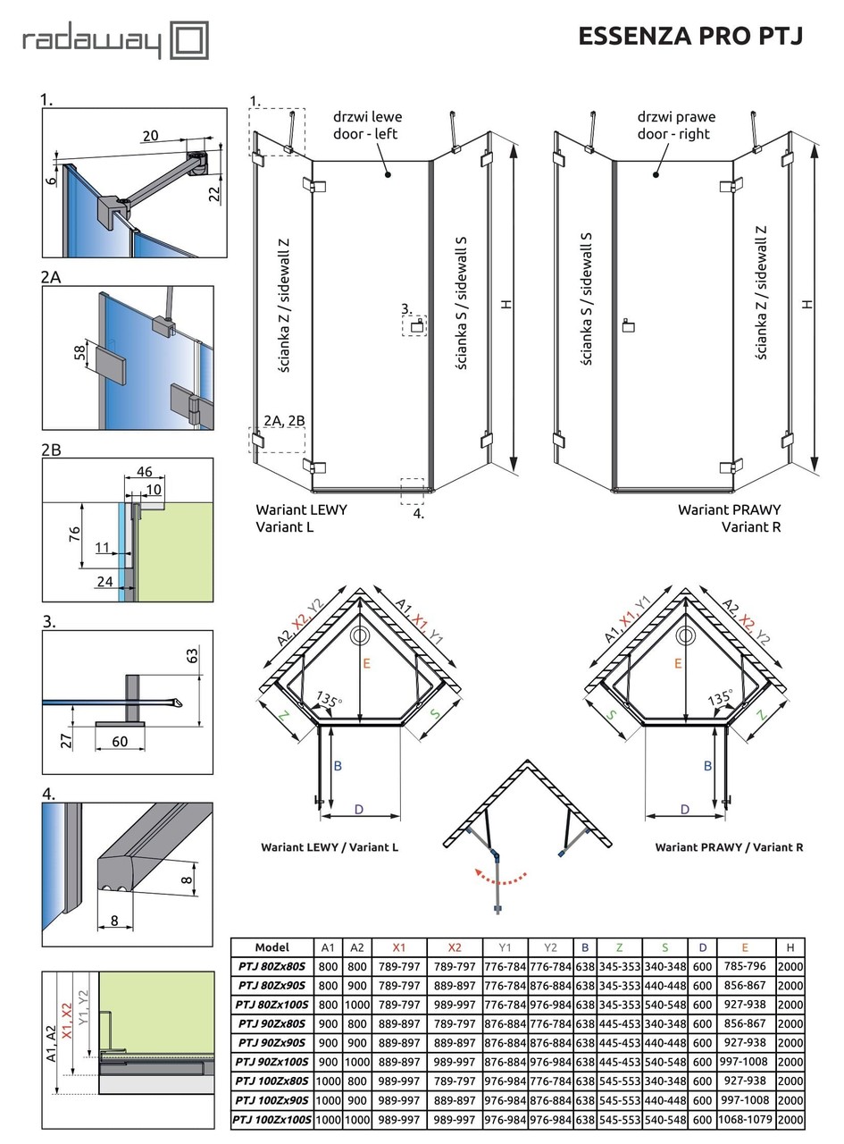 Душові двері Essenza Pro PTJ праві, RADAWAY - Зображення Essenza-Pro-PTJ_x.jpg