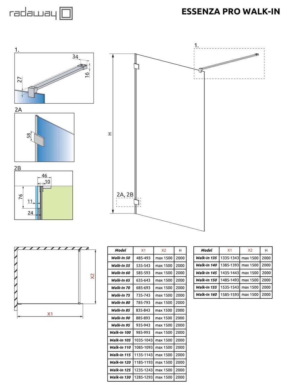 Душова стінка Essenza Pro Gold Walk-in 155, RADAWAY - Зображення Essenza-Pro-Walk-Inb.jpg