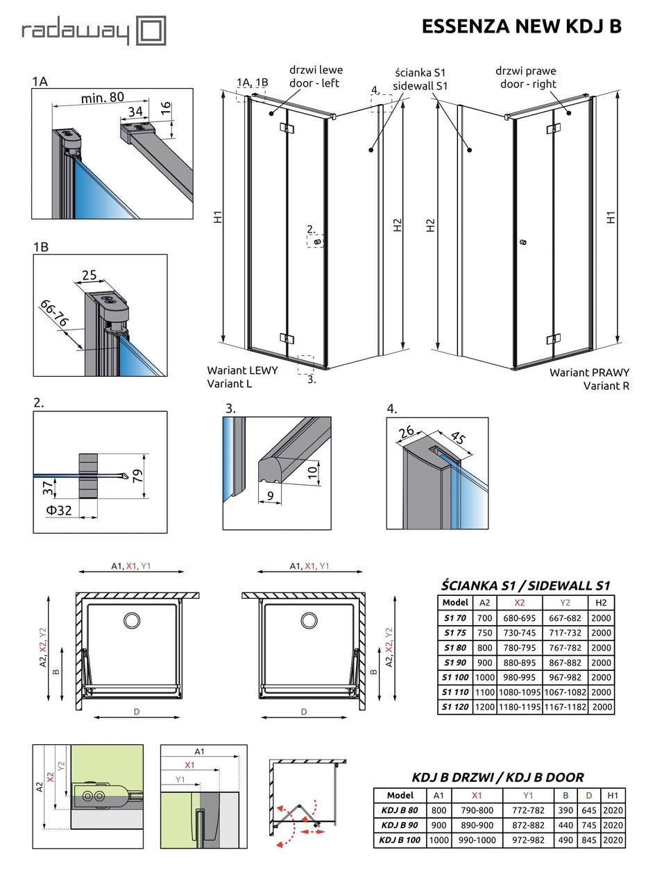 Душові двері Essenza New KDJ B 80 праві, RADAWAY - Зображення Essenza-new-KDJ-B.jpg