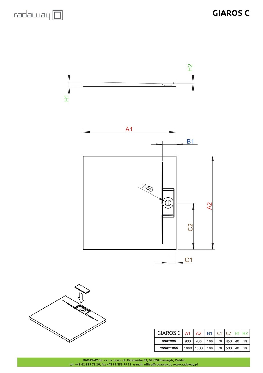 Душовий піддон Giaros C 100x100 см, RADAWAY - Зображення Giaros-C-.jpg
