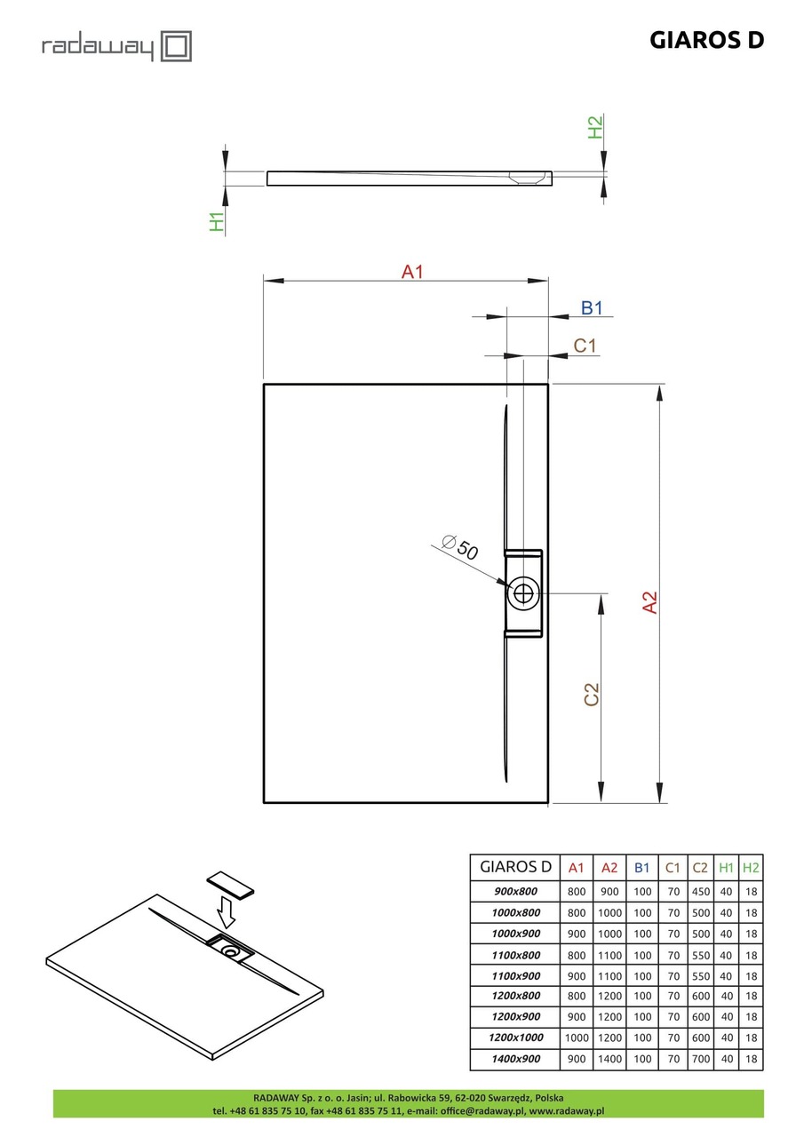 Душевой поддон Giaros D 100x80 см, RADAWAY - Зображення Giaros-D-.jpg