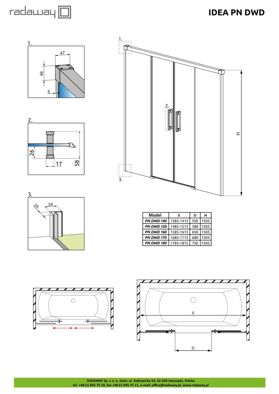 Двері для ванни Idea Black PN DWD 140,  RADAWAY - Зображення Idea-PN-DWD.jpg