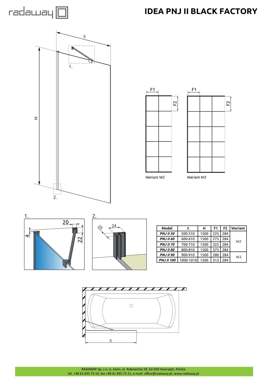 Шторка для ванни Idea Black PNJ II 80 Factory, RADAWAY - Зображення Idea-PNJ-II-Black-Factory.jpg