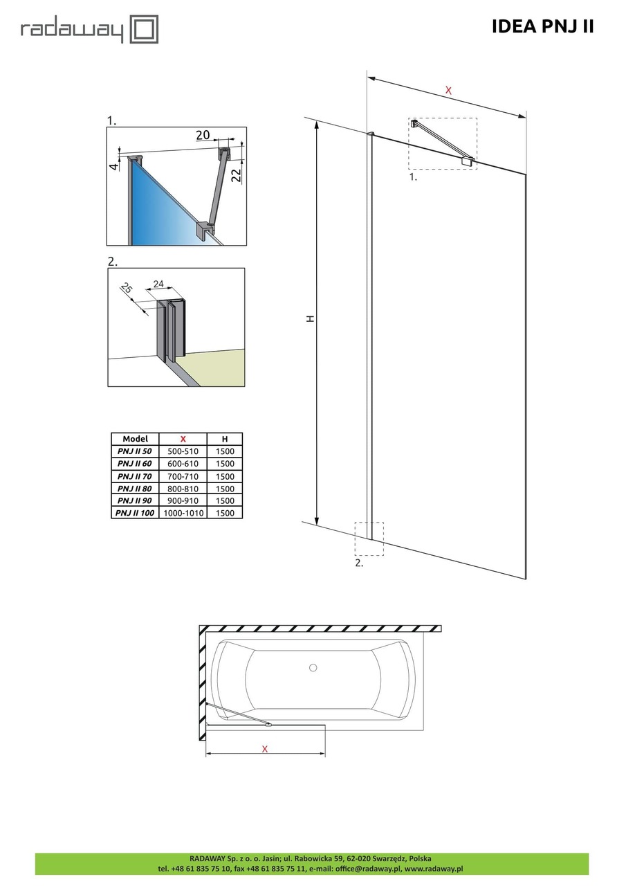 Шторка для ванни Idea Black PNJ II 80 Frame, RADAWAY - Зображення Idea-PNJ-II.jpg