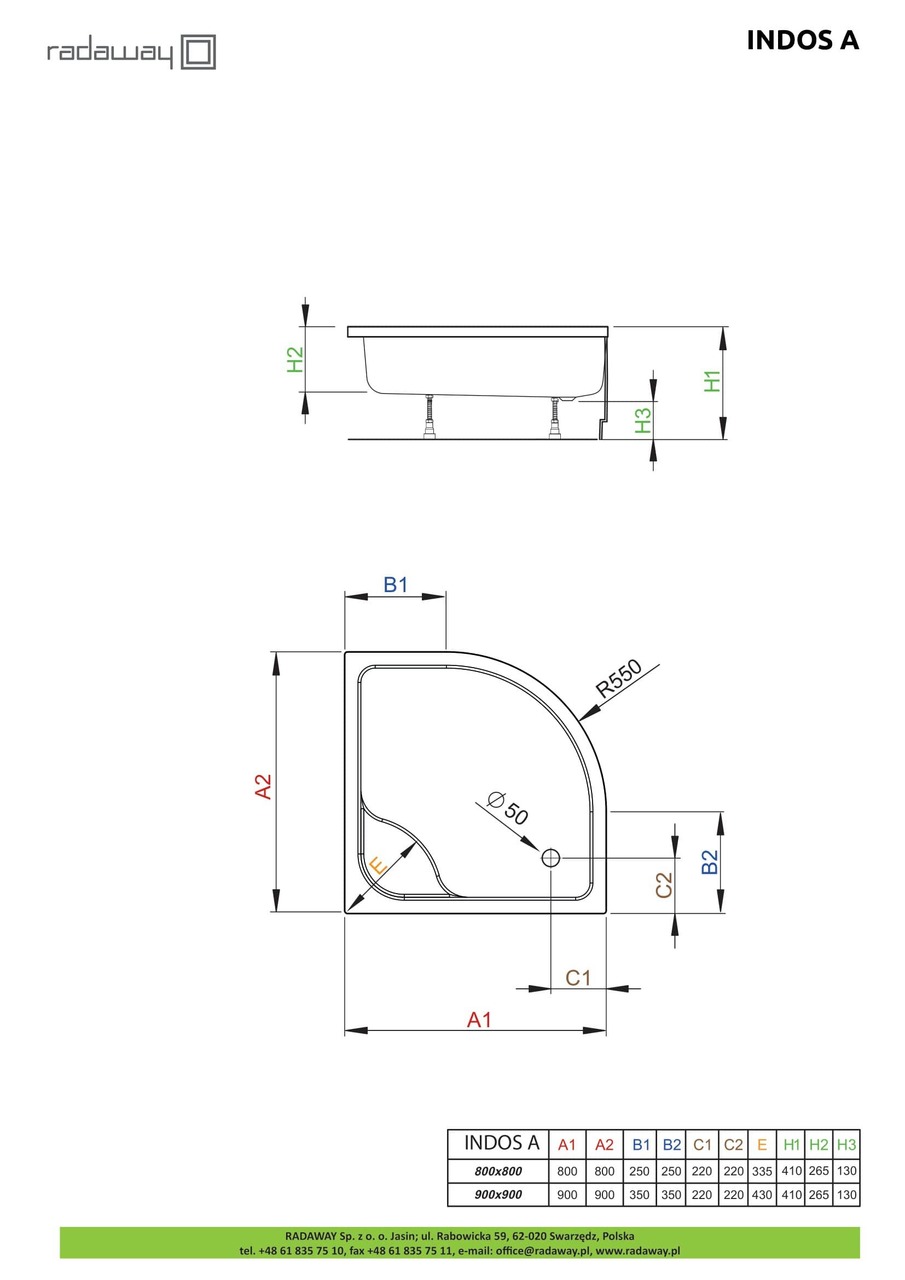 Душовий піддон Indos A 90x90 см, RADAWAY - Зображення Indos-A-.jpg