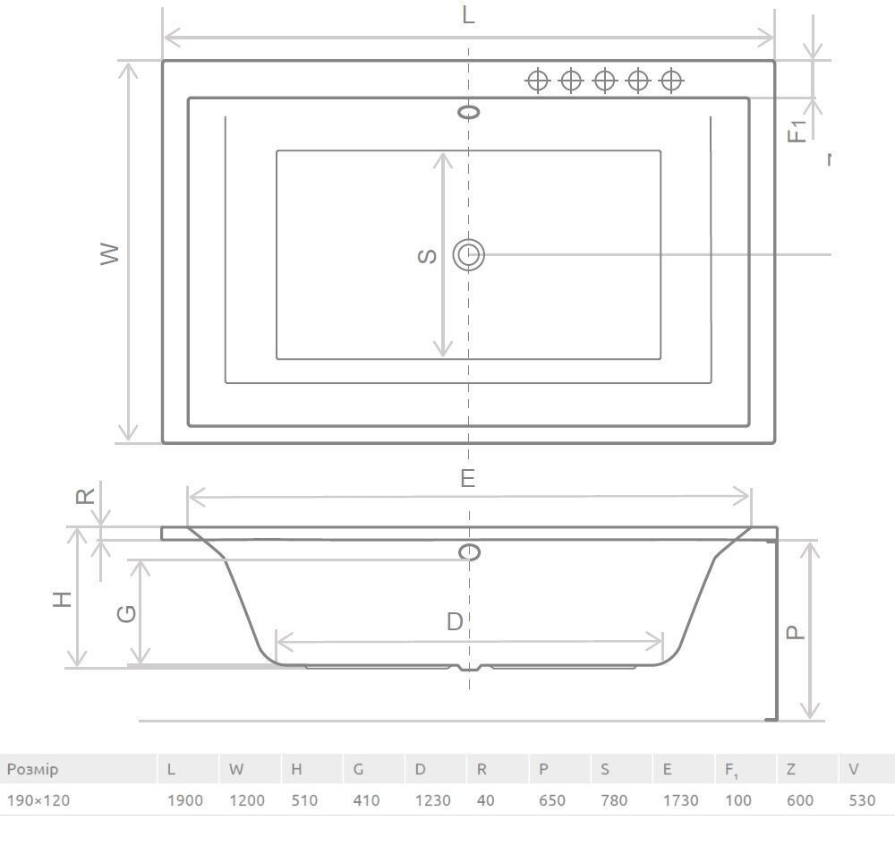 Панель до ванни фронтальна ITEA Lux 190х65, RADAWAY - Зображення Itea-lux--.jpg