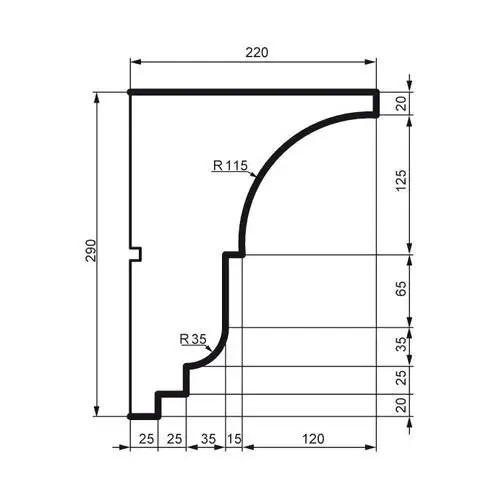 Карниз фасадний Prestige Decor (KC 132 без покриття), ELITE DECOR - Зображення KC_132-.jpg