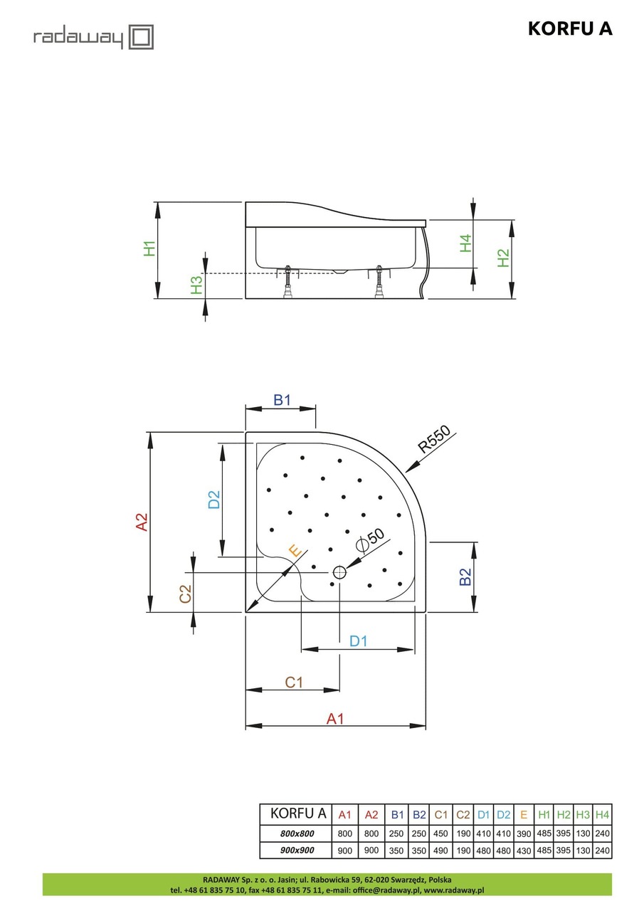 Душовий піддон Korfu A 80x80 см, RADAWAY - Зображення Korfu-A-z.jpg
