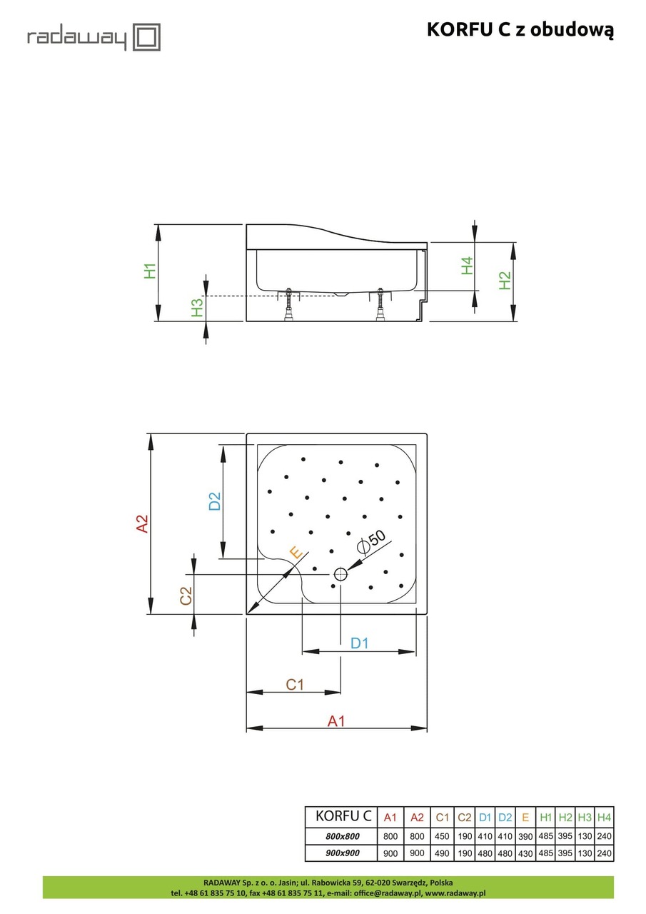 Душовий піддон Korfu C 80x80 см, RADAWAY - Зображення Korfu-C-.jpg