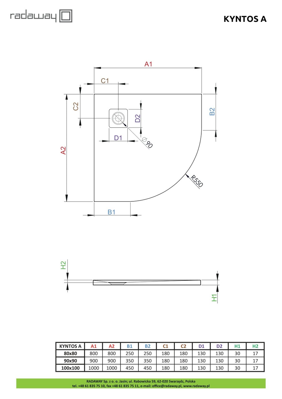 Душевой поддон Kyntos A 80x80 см anthracite, RADAWAY - Зображення Kyntos-A--.jpg