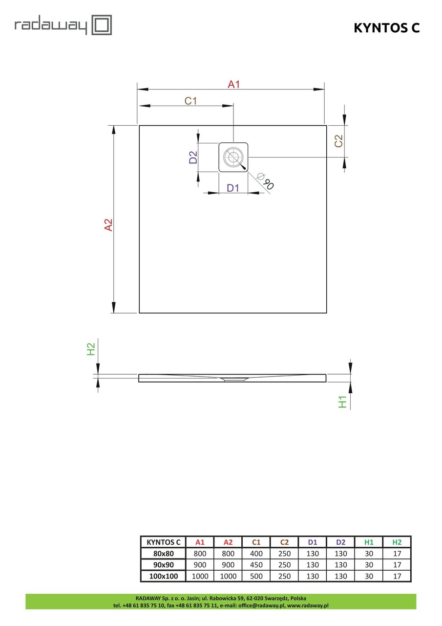 Душовий піддон Kyntos С 80x80 см anthracite, RADAWAY - Зображення Kyntos-C--.jpg