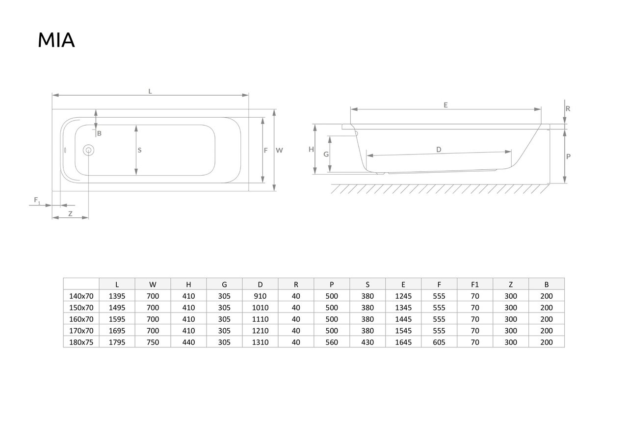Ванна прямокутна MIA 170x70 RADAWAY - Зображення MIA--.jpg