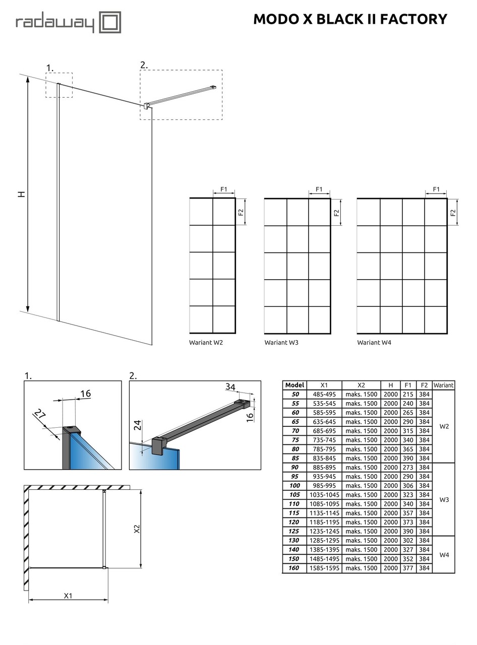 Душова стінка Modo X Black II 130 Factory RADAWAY - Зображення Modo-X-Black-II-Factory.jpg