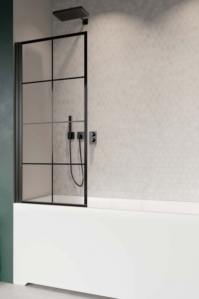 Шторка для ванни NES Black PNJ I 80 Factory ліва RADAWAY - Зображення