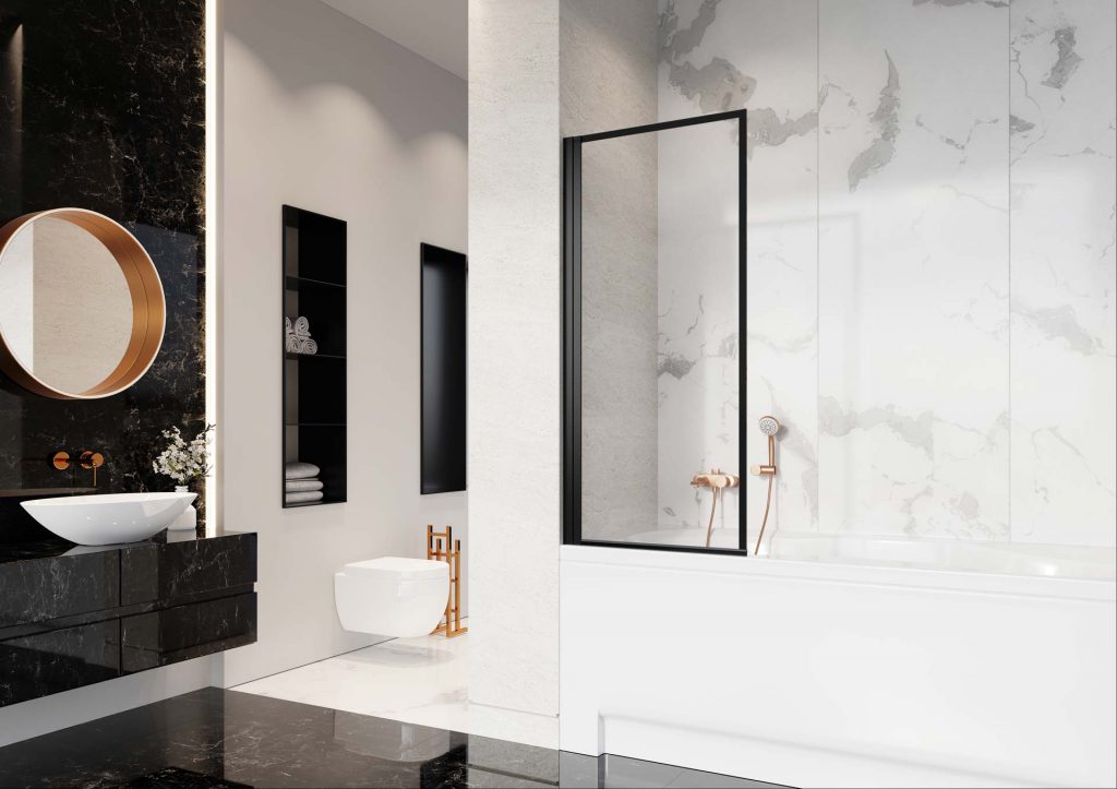 Шторка для ванни NES Black PNJ I 100 Frame ліва RADAWAY - Зображення Nes-Black-PNJ-Frame-.jpg