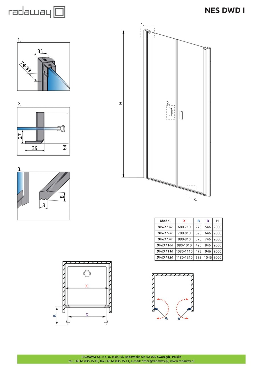 Душові двері NES DWD I 80 RADAWAY - Зображення Nes-DWD-I--.jpg