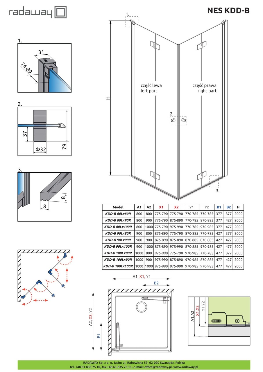 Душова кабіна (половина) Nes KDD B 100 ліва RADAWAY - Зображення Nes-KDD-B--.jpg