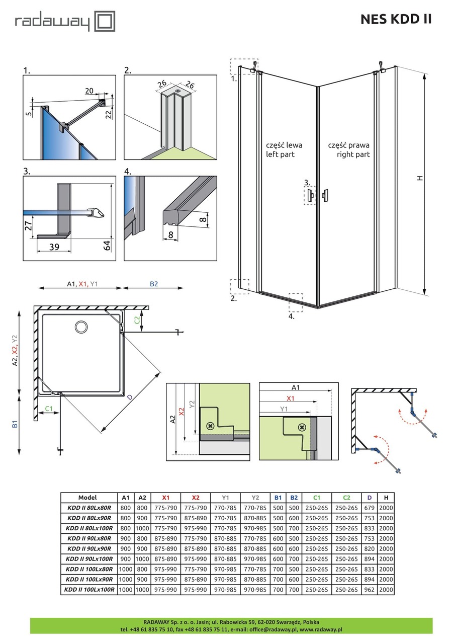 Душова кабіна (половина) NES KDD II 80 ліва RADAWAY - Зображення Nes-KDD-II--.jpg