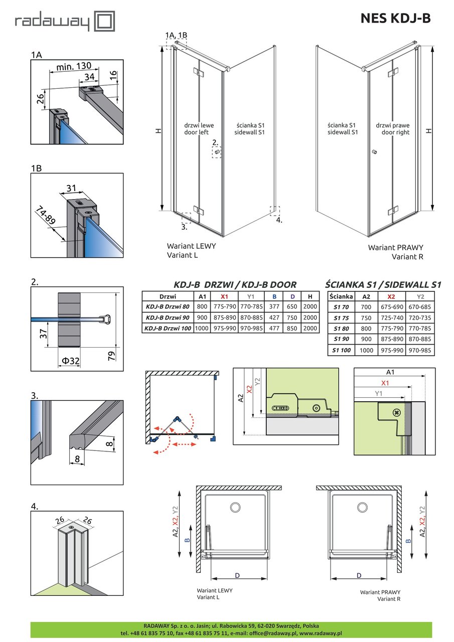 Душові двері NES KDJ B 80 праві RADAWAY - Зображення Nes-KDJ-B--.jpg