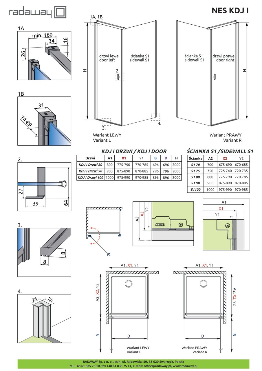 Душові двері NES KDJ I 90 праві RADAWAY - Зображення Nes-KDJ-I--.jpg