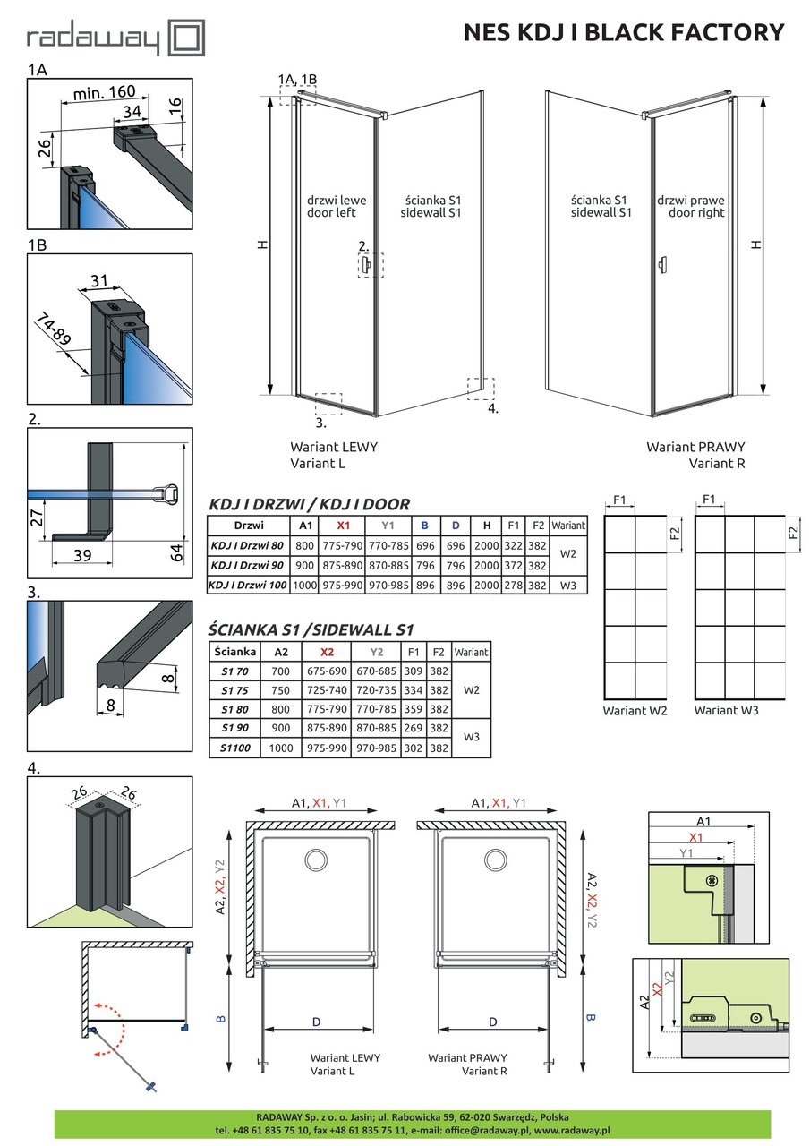 Душові двері NES Black KDJ I 80 Factory праві RADAWAY - Зображення Nes-KDJ-I-Black-Factory--.jpg