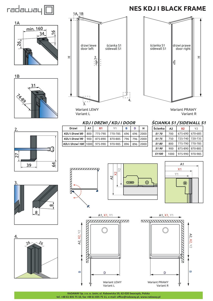 Душові двері NES Black KDJ I 100 Frame праві RADAWAY - Зображення Nes-KDJ-I-Black-Frame--.jpg