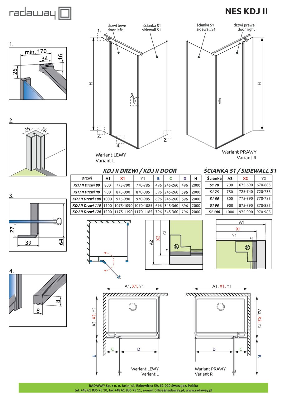 Душові двері NES KDJ II 120 праві, RADAWAY - Зображення Nes-KDJ-II--.jpg