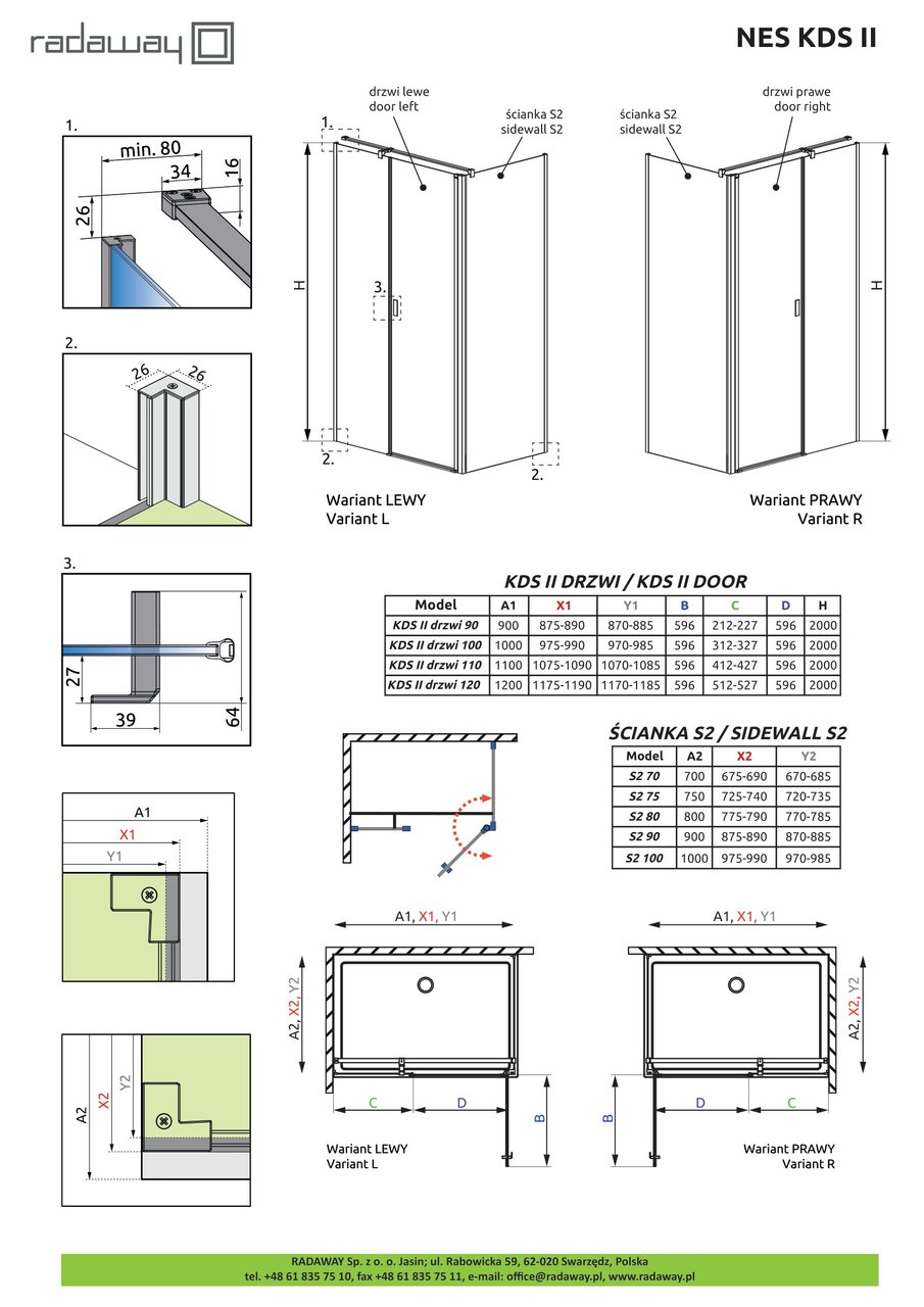 Душові двері NES KDS II 90 ліві RADAWAY - Зображення Nes-KDS-II--.jpg