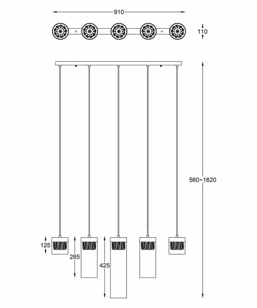 Люстра GEM (P0389-05E-B5AC), Zuma Line - Зображення P0389-05E-B5AC-.jpg