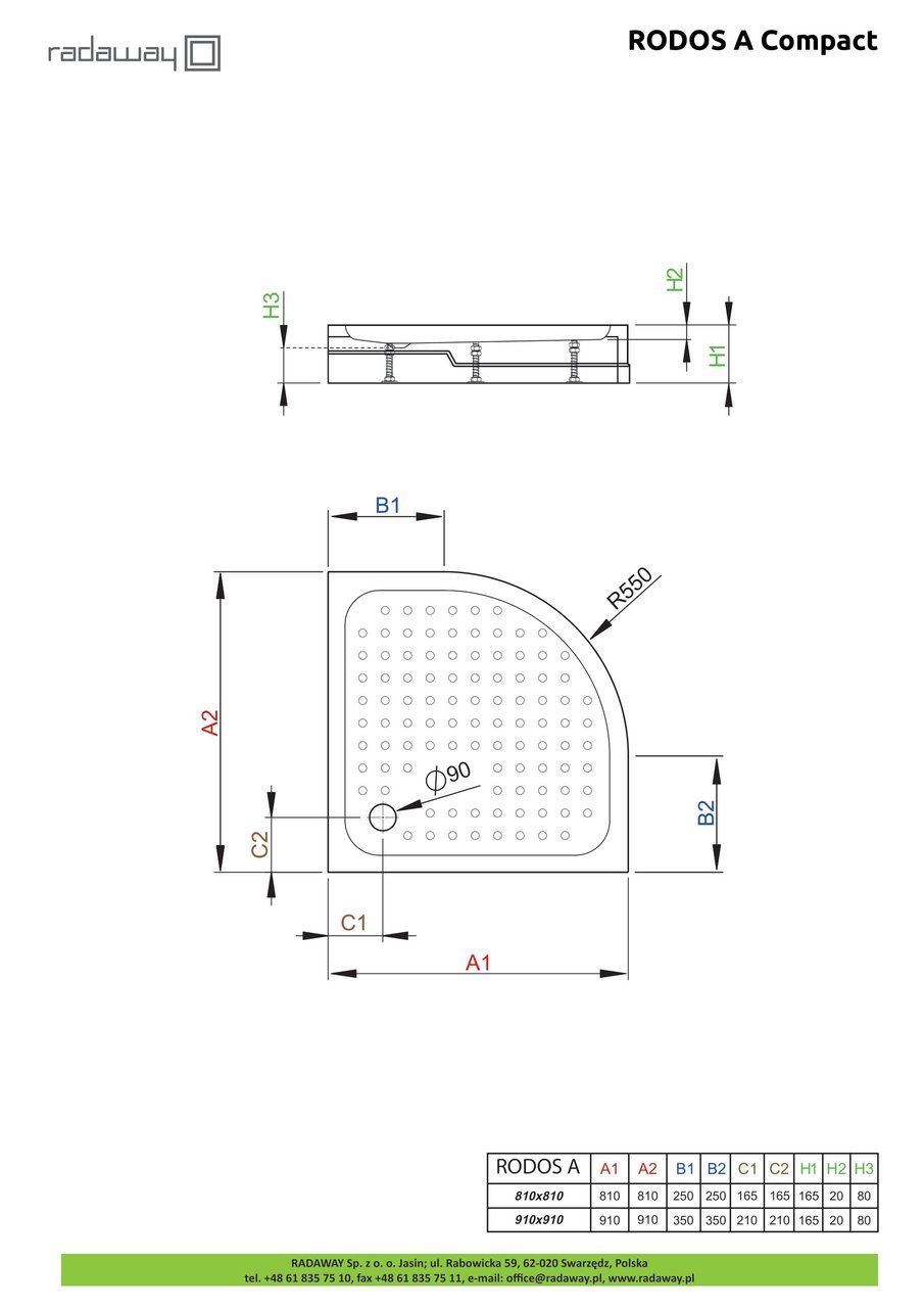 Душовий піддон Rodos A Compact 80x80 см, RADAWAY - Зображення Rodos-A-Compact.jpg